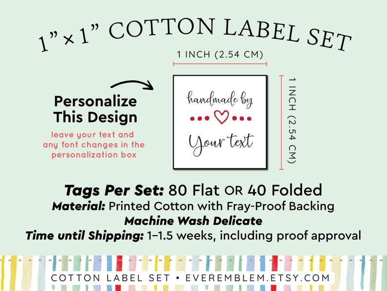 iron on or sew on label set, quilting fabric label, knitting or sewing label, knitting label, personalized tag, custom fabric label LL03 image 2