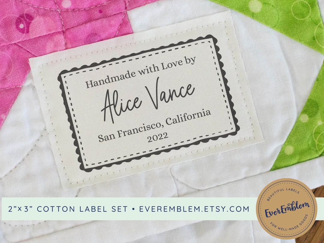 Personalized Sewing Labels, Quilt Labels, Fabric Tags, Knitting Label,  Cotton Tags, Quilting Gifts, Craft Tags, Custom Fabric Label LS05 