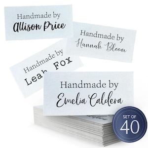 Personalized Cotton Sewing Labels, Custom Fabric Tags for Quilting, Knitting, Crochet, Iron-on Patches