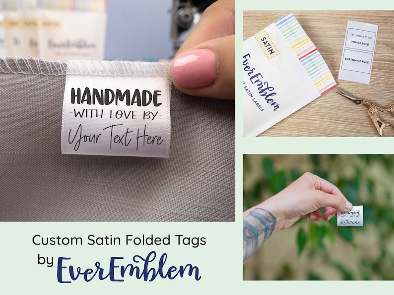 Satin Tag Set, clothing tags, Personalized ribbon labels, craft show tags, craft labels, logo tags, sewing tags, quilting labels, custom tag image 8
