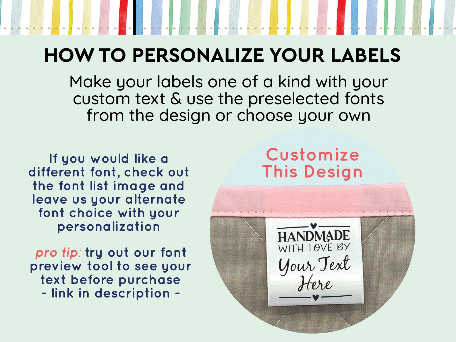 Custom Sew in Tag Set Personalized Clothing Tags Ribbon - Etsy