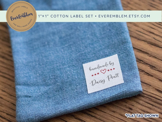 Set di prova di etichette pieghevoli Etichette di abbigliamento  personalizzate per articoli fatti a mano, etichette da cucire su cotone  100%, piegate -  Italia