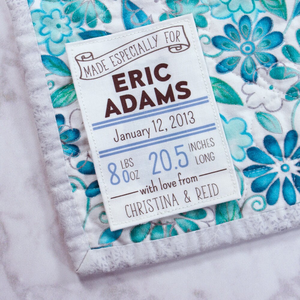 baby blanket label personalized label quilt tag quilting Etsy