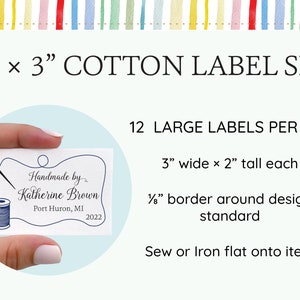 Set of 12 Sewing Labels, Iron on or Sew on Quilt Tags, Personalized Blanket label, Custom Quilt Patch, Cotton Label for Quilt Gift RS12 image 10