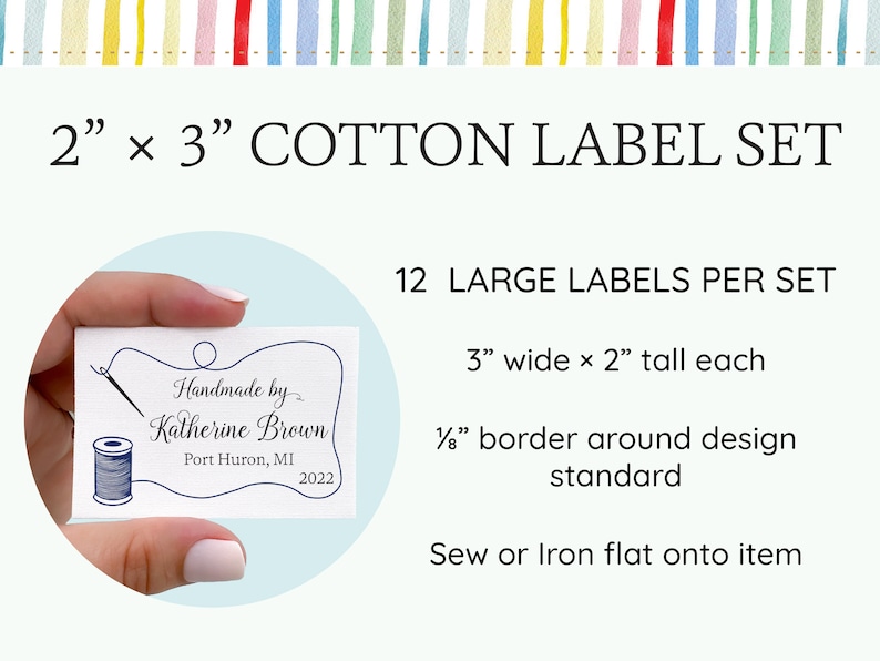 Set of 12 Sewing Labels, Iron on or Sew on Quilt Tags, Personalized Blanket label, Custom Quilt Patch, Cotton Label for Quilt Gift RS12 image 10