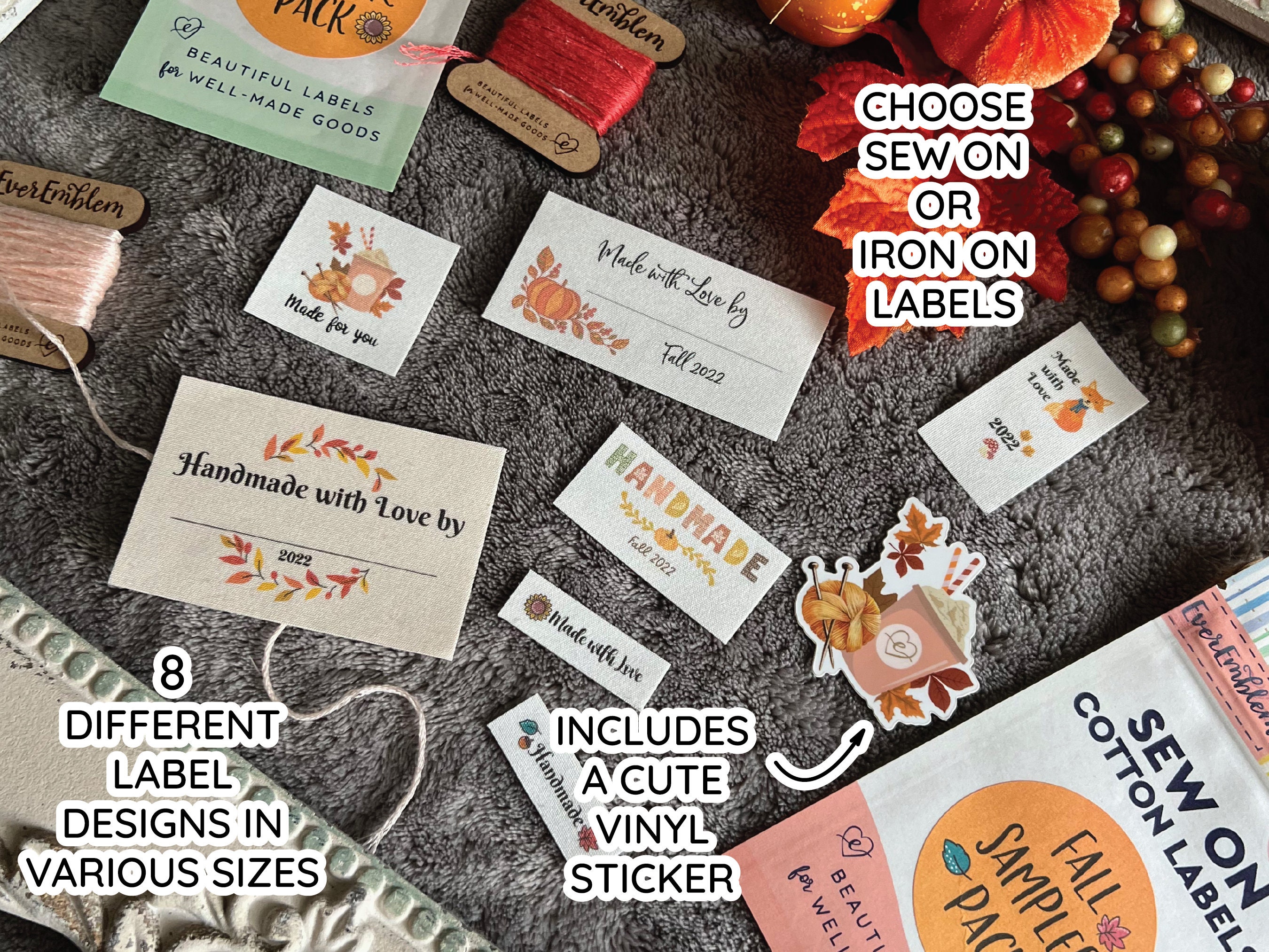 Fall Labels Pack Fall Label Set, Fall Iron on Label Set, Thanksgiving Tags, Autumn ...