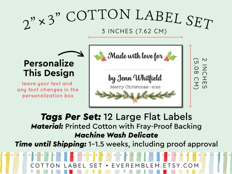 Holiday sewing labels, cotton quilting tags, Christmas fabric labels, quilting iron on tags, gift for sewing moms, quilting tags iron RS25 image 2