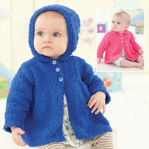 Knitting Pattern 2 Baby Jackets Hooded and Flat Collared Etsy