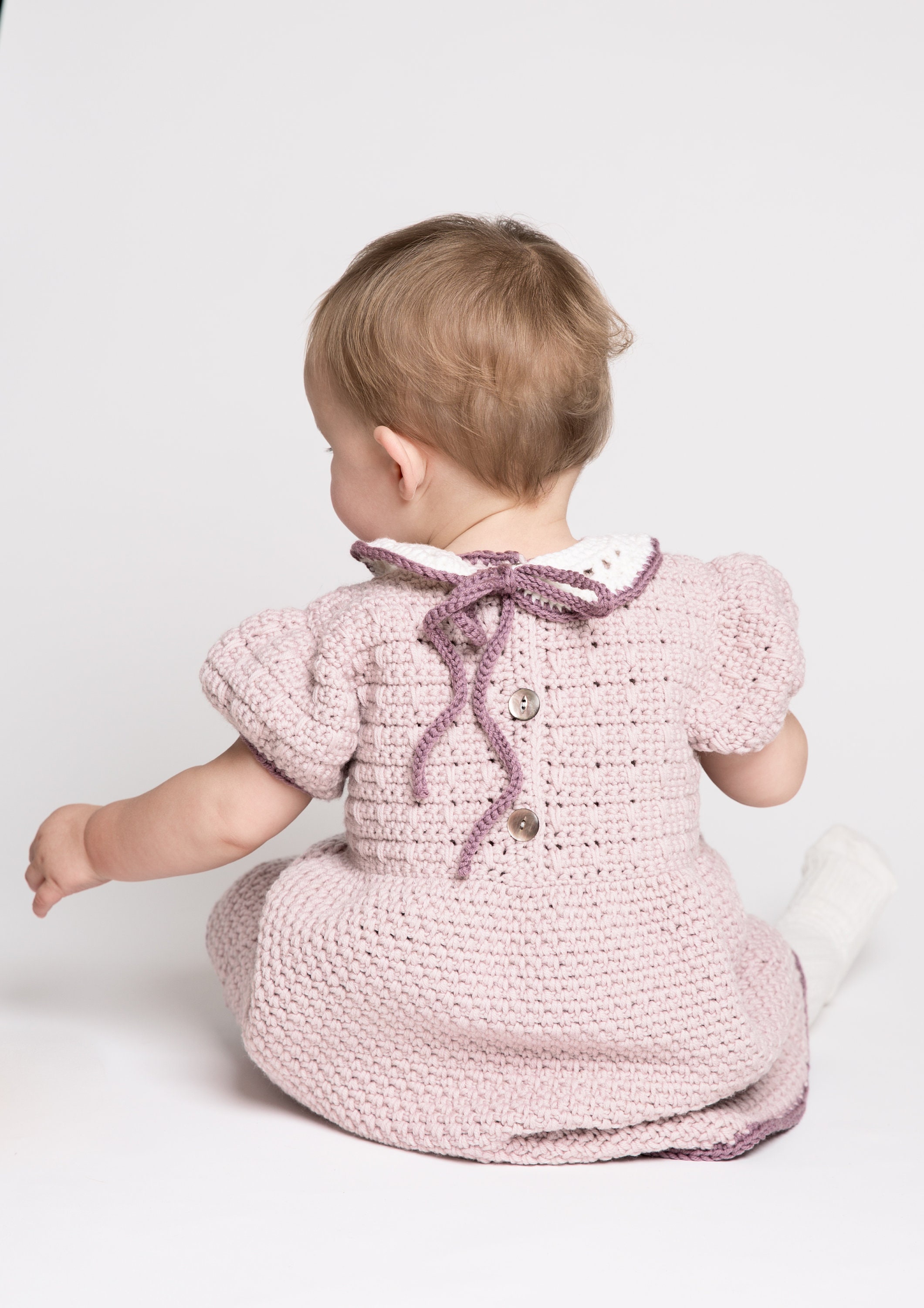 white christmas dresses Blanca Lace-Up Decollete Hand-Crochet Dress in Brown main image 0