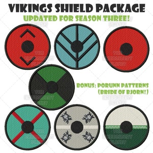 Vikings Shield Bundle Machine Embroidery Pattern Design Newly Updated for Season Three