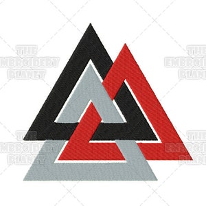 Traditional Vikings Valknut Odin&#39;s Knot Machine Embroidery Pattern Design