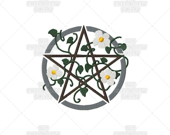 Pentacle design, wiccan crafts, pagan crafts, machine embroidery, pagan symbol, pagan embroidery, original design, wiccan embroidery