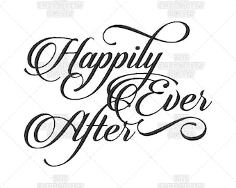 Happily Ever After Embroidery Design: Wedding Script (Digital Download)