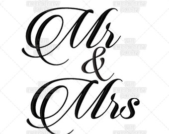Mr and Mrs Embroidery Design: Calligraphy Wedding Pattern (Digital Download)
