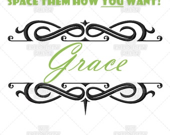 Grace Monogram Font Frame Machine Embroidery Pattern Design