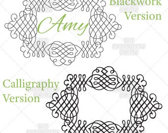 Amy Monogram Font Frame Machine Embroidery Pattern Design