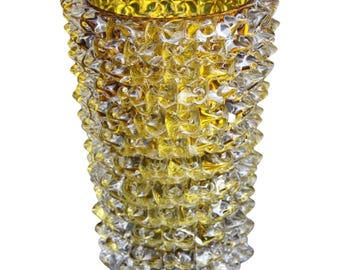 Orange-Amber Color Murano Glass Vase with Rostrato Spikes Decor , Barovier Style