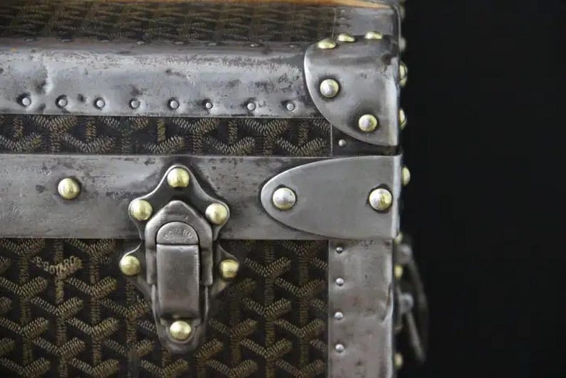 1930-tals Goyard Hattstam, Goyard Trunk, 60 cm Goyard Steamer Trunk bild 4