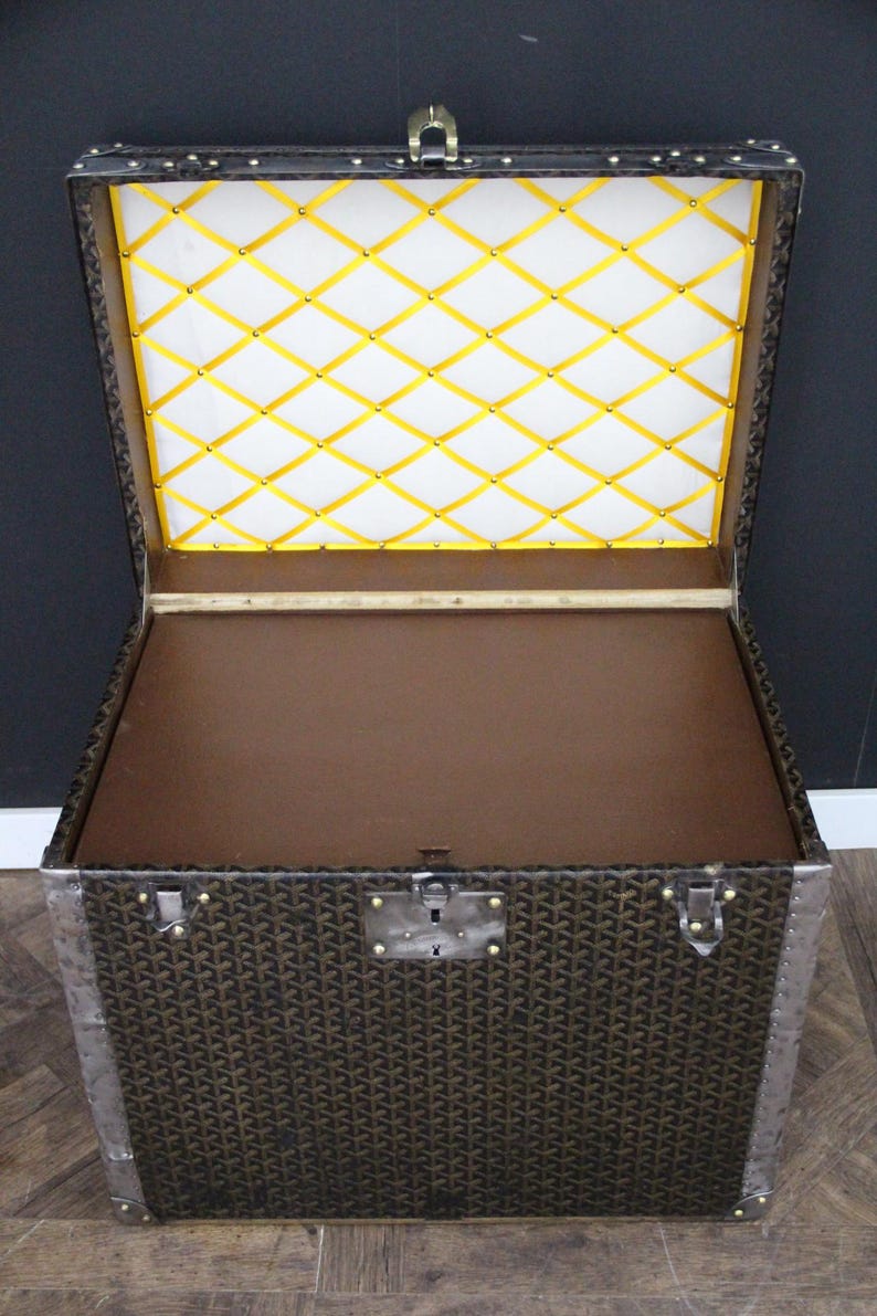 1930-tals Goyard Hattstam, Goyard Trunk, 60 cm Goyard Steamer Trunk bild 12