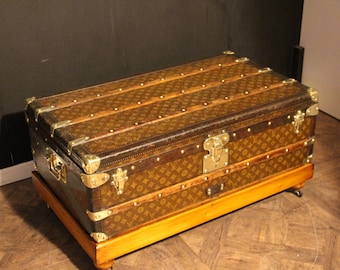1920s Louis Vuitton Monogram Steamer Trunk, Brass Accents