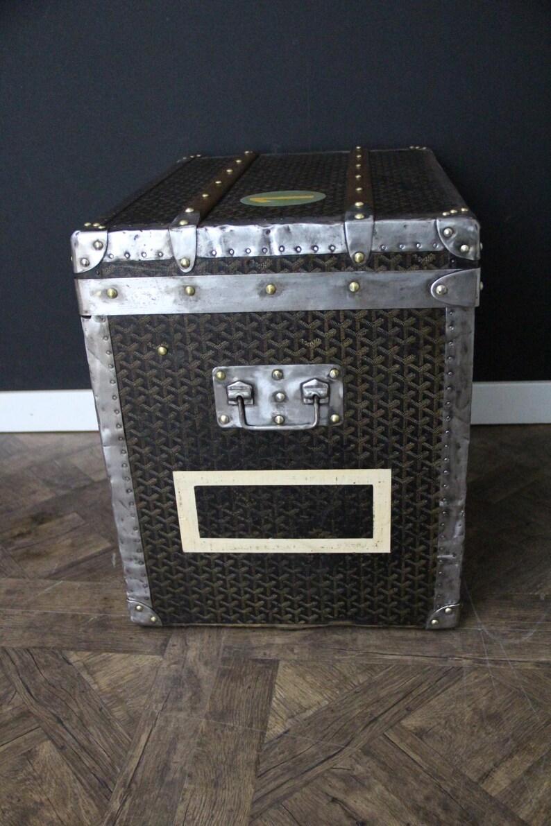 1930-tals Goyard Hattstam, Goyard Trunk, 60 cm Goyard Steamer Trunk bild 15