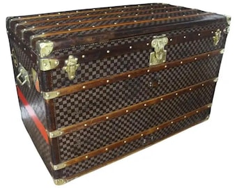 Extra Large Louis Vuitton Steamer Trunk, High Vuitton Trunk in Checkers Canvas