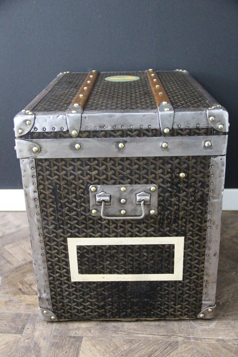 1930-tals Goyard Hattstam, Goyard Trunk, 60 cm Goyard Steamer Trunk bild 16