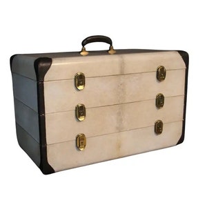 1930s Vellum Leather Steamer Trunk