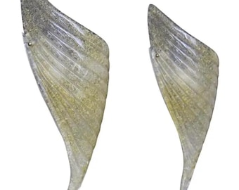 Pair of Sconces in Golden Murano Glass Modeled As Wings
