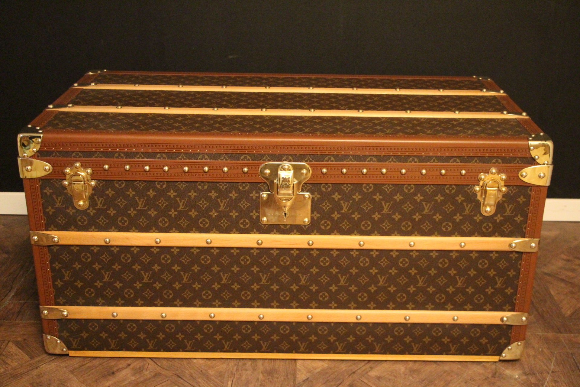 Vintage Louis Vuitton Beige Interior Flower Trunk, Circa 1930's