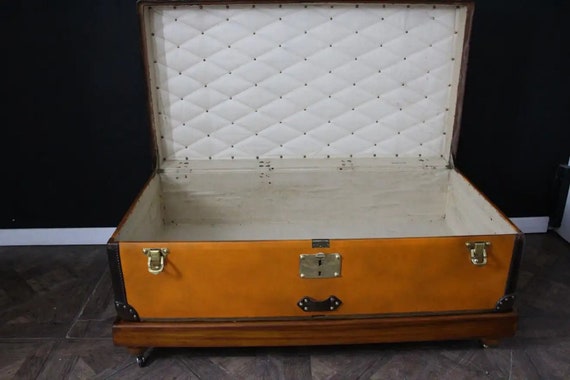 Louis Vuitton Rare Model Suitcase Trunk With Wood Slats Antique Luggage