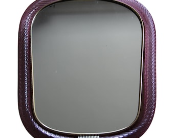 Twisted Rope Light Pink Murano Glass Mirror In Barovier Style