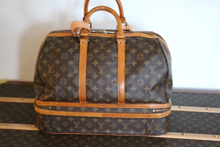 LOUIS VUITTON Vintage Sac Sport Monogram Canvas Boston Travel Bag Brow