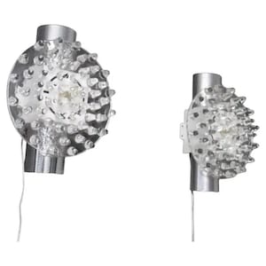 Crystal Murano Glass And Silver Wall Lights In Large Disc Shape