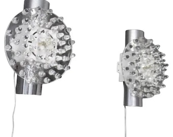 Crystal Murano Glass And Silver Wall Lights In Large Disc Shape