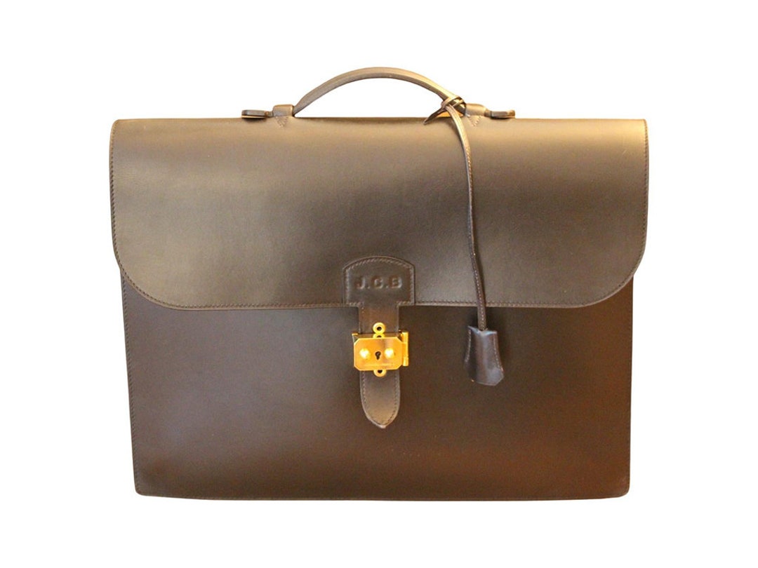 Hermes Black Leather Sac A Depeches Briefcase Hermes 