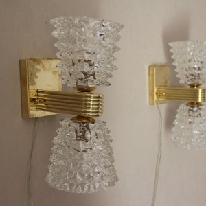 Pair of Sconces in Rostrato Murano Glass by Barovier e Toso , Clear Glass