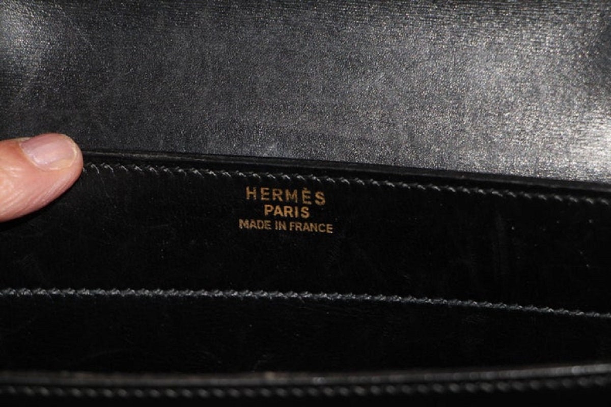 Vintage Hermès Sac A Depeche Briefcase Attaché Black Calf 38 and Box - Ruby  Lane