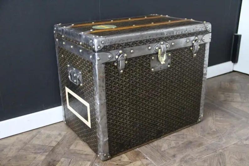 1930-tals Goyard Hattstam, Goyard Trunk, 60 cm Goyard Steamer Trunk bild 1
