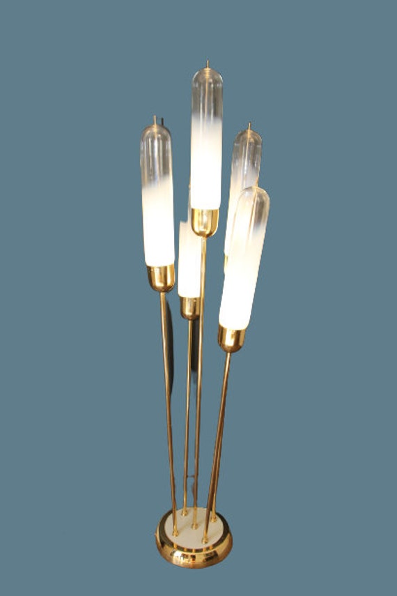 Lampadaire en Verre et Laiton Murano Du Milieu Siècle Par Carlo Nason Pour Mazzega