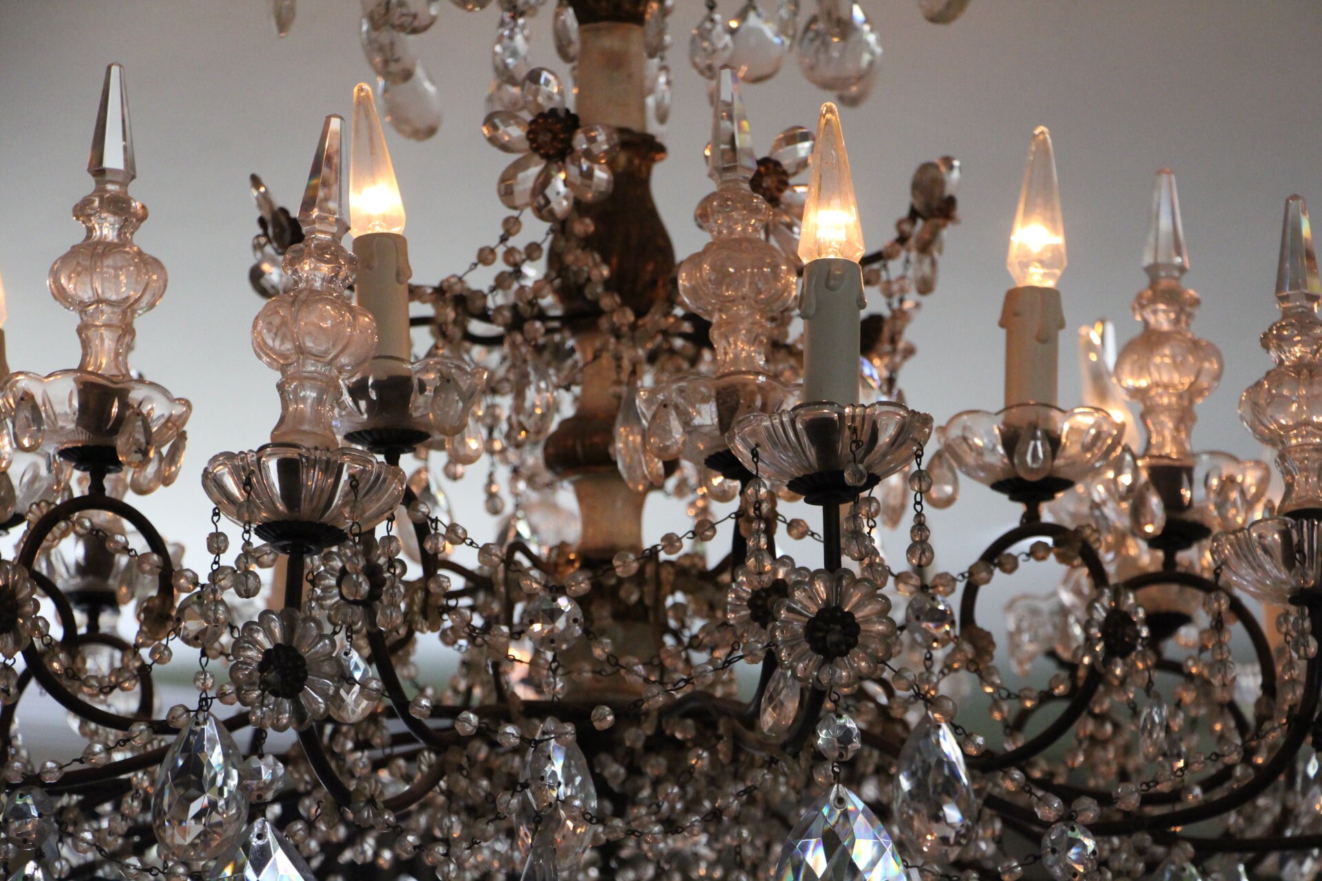 19th Century Italian Neoclassical Giltwood and Crystal Chandelier Etsy