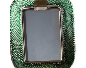 Murano Glass Photo Frame, Olive Green, Torciglione Technique