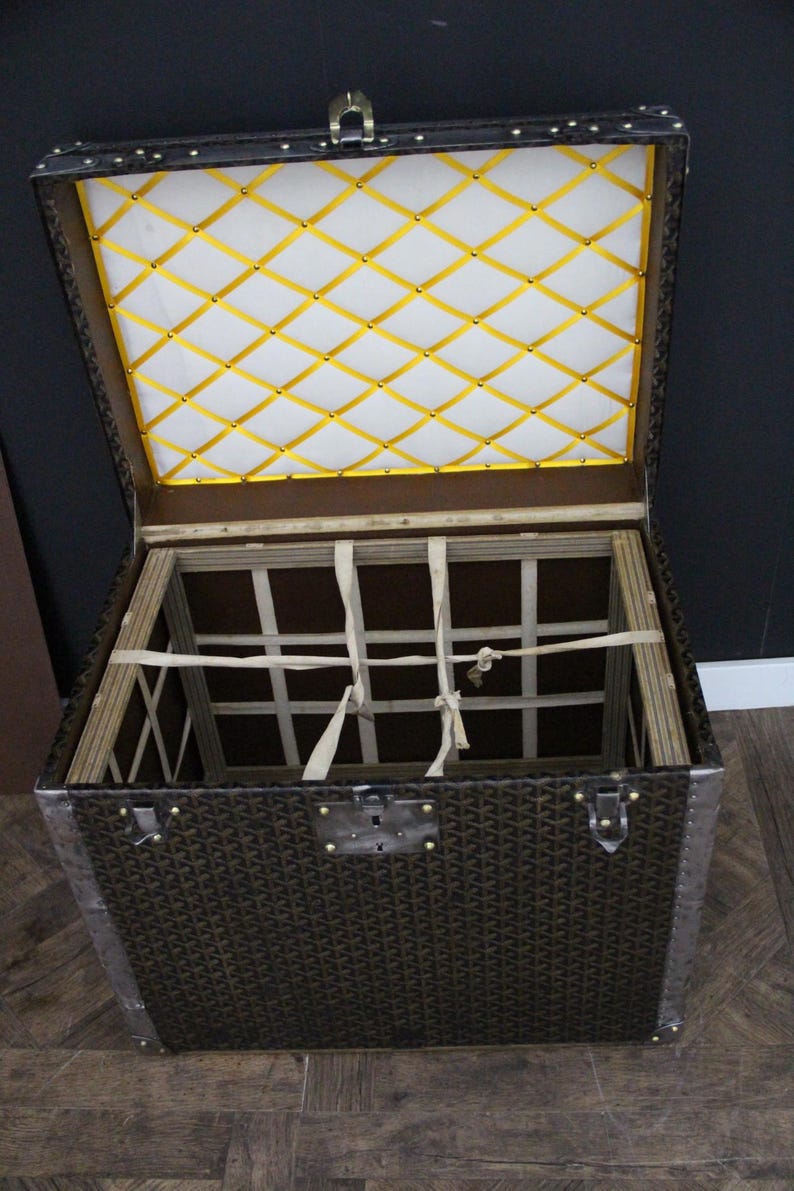 1930-tals Goyard Hattstam, Goyard Trunk, 60 cm Goyard Steamer Trunk bild 13