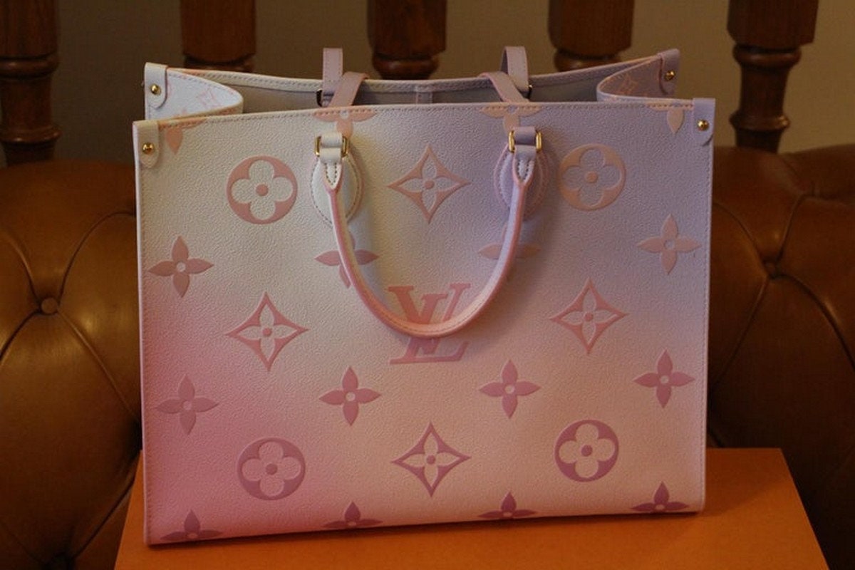 NEW NWB LV Louis Vuitton OnTheGo GM Monogram Spring Sunrise Pastel Purse Bag