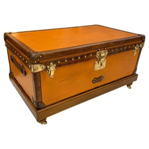 1910er Jahre Orange Louis Vuitton Dampferkiste, 90 cm Orange Louis Vuitton Reisetruhe