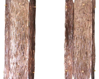Pair of sculptural Murano glass wall sconces in a rare blush pink tone, Italy