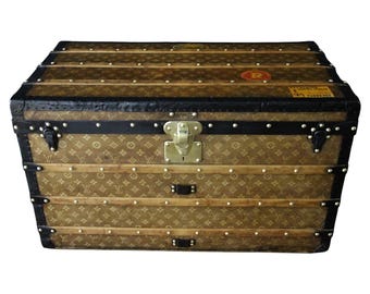 Antique 1890s Louis Vuitton Steamer Trunk 90 cm with Unique Woven Canvas