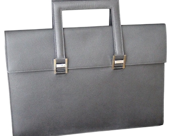 Hermès Black Epsom Leather Portfolio Briefcase with Palladium Hardware
