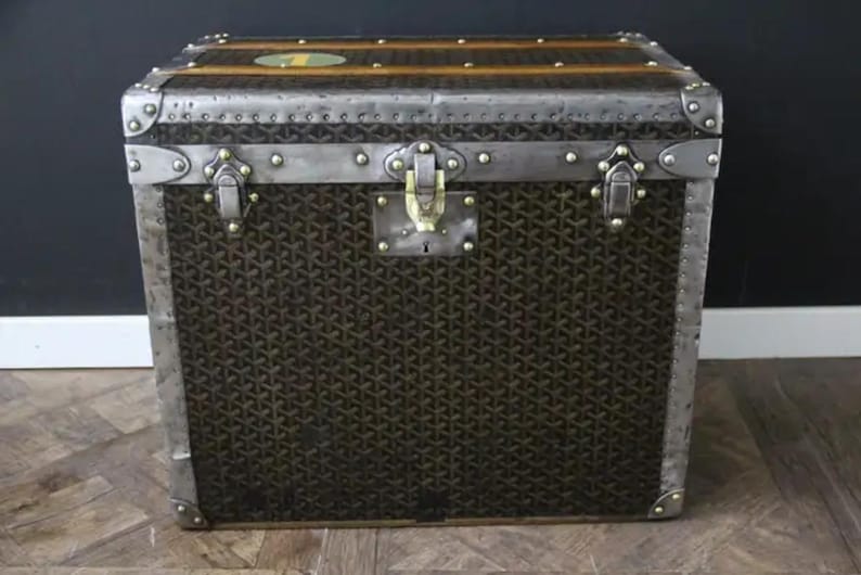 1930-tals Goyard Hattstam, Goyard Trunk, 60 cm Goyard Steamer Trunk bild 2