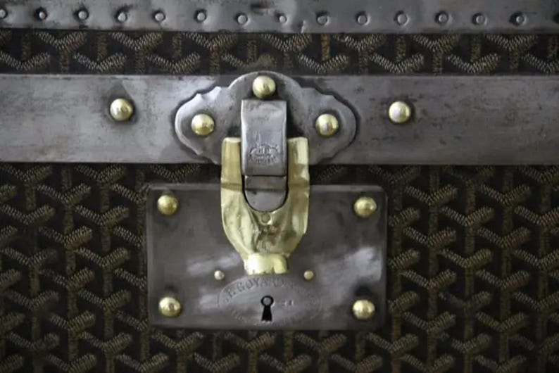 1930-tals Goyard Hattstam, Goyard Trunk, 60 cm Goyard Steamer Trunk bild 5